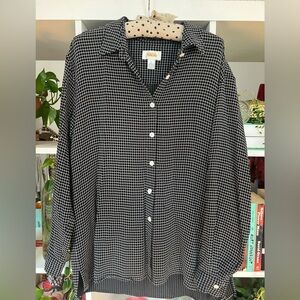 Talbots Black and White Grid Shirt
